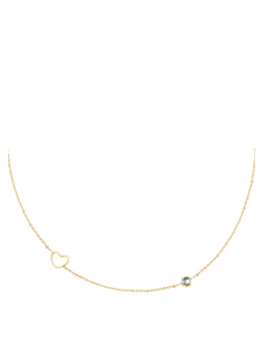Accessoires FASHIONIZE Halskettingen | Halsketting Geboortesteen Maart Goud