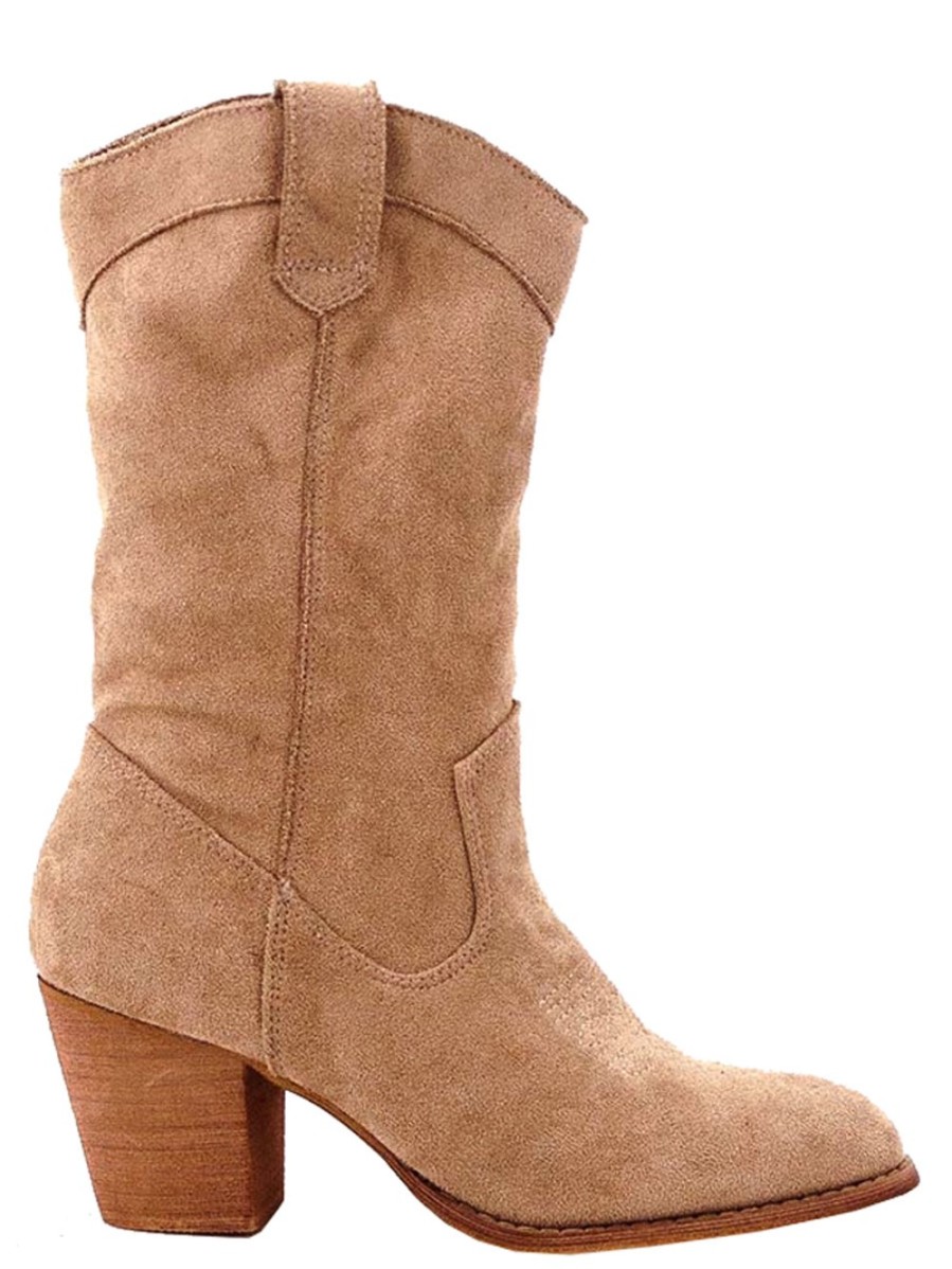 Schoenen FASHIONIZE Laarzen | Laarzen Cowboy Suede Beige